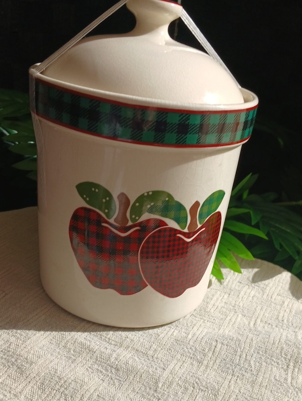 Apple Ceramic Canister with Applejack Logo - Cream & Black